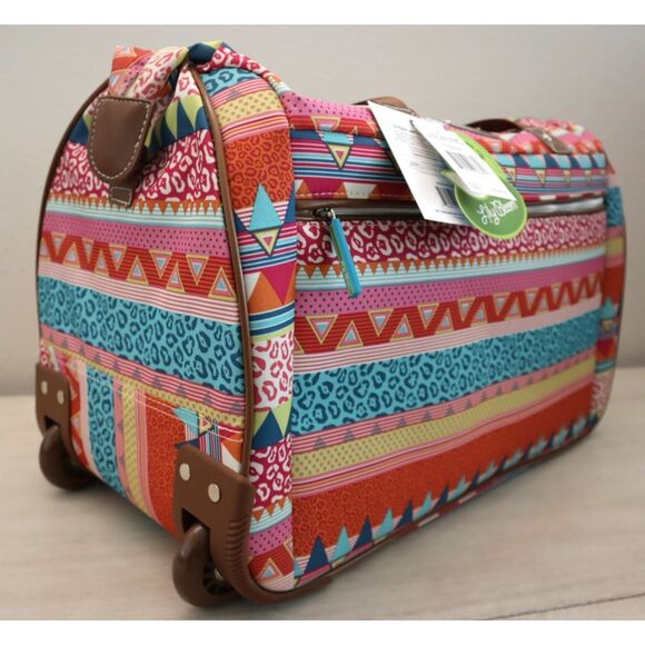 Lily Bloom M3965-80-WC Orange Multi On The Prowl 20" Rolling Duffle Bag - Picture 6 of 14